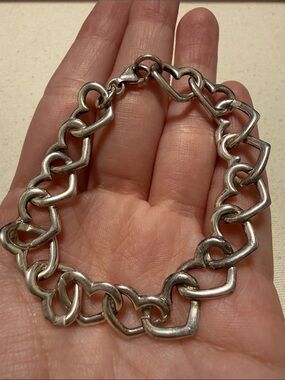 Sterling Silver 925 Heart Link Bracelet 7.5 inch